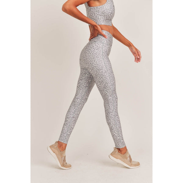 Silver leopard compression leggings - Ayden Rose
