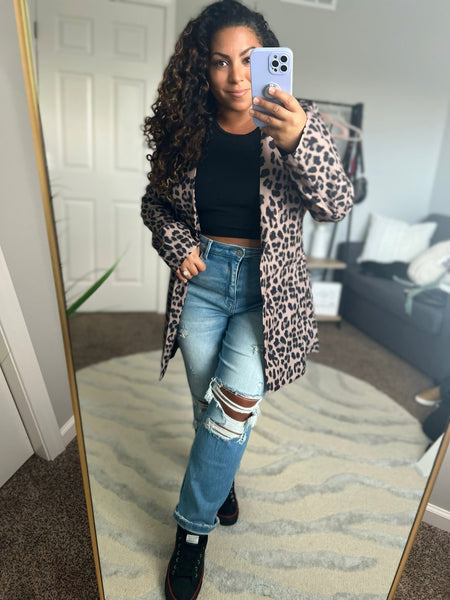 Statement piece leopard blazer jacket - Ayden Rose