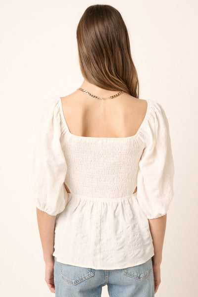 White cut out detail blouse - Ayden Rose